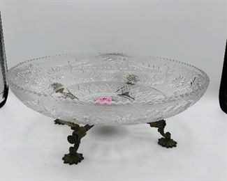Pressed glass shallow bowl