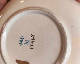 Capodimonte Italy 3D Relief Hand Painted Cherub Trinket or Ring Dish