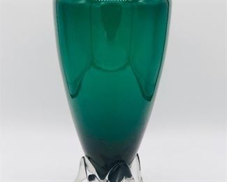 Tiffin Glass Killarney Green Footed Rocket Vase Art Deco C. 1950