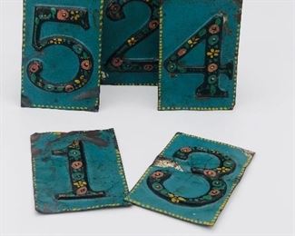 Vintage raised painted metal numbers