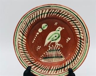 Red ware plate with bird motif
