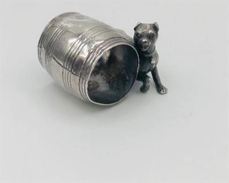 Vintage figural napkin ring with dog