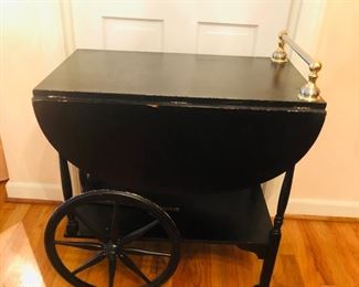 Painted tea cart with drop leaves and a shelf below