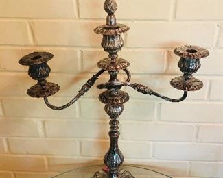 Pair of 2 cup candelabras crescent Rocco design 