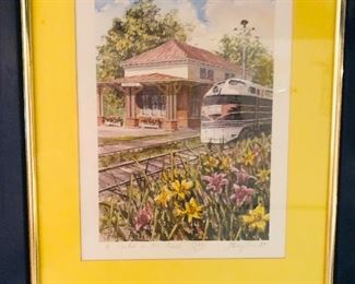 Framed print by local artist Sterling Everett of the Tennille Depot