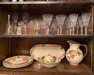 Large collection of Franciscan Desert Rose + various glassware
