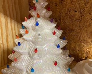 Close up of white ceramic Christmas tree