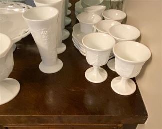 Collection of various pieces of Milk glass