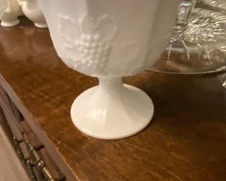 Large milk glass footed vase