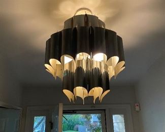 Stainless steel mid-modern two-tiered chandelier 
