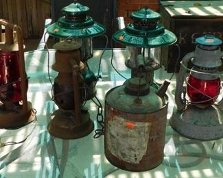 Antique lanterns and vntage coleman