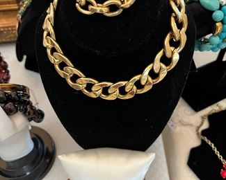 MICHAEL KORS Goldtone Curb Chain Necklace Bracelet