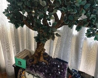Jade and amethyst geode tree
