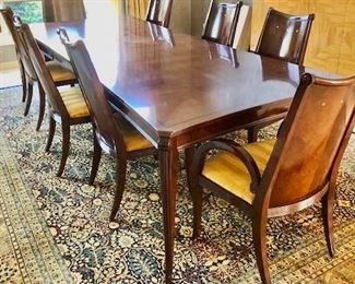 2. Art Deco Style Inlaid Dining Table w/ 2 Leaves (48" x 84" x 30" w/2, 26" Leaves) 
