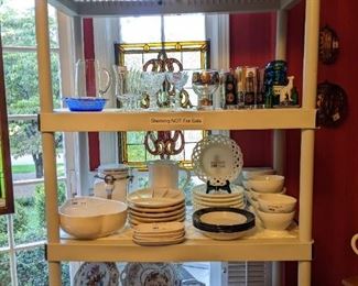 Something for everyone on your wish list, including MCM glasses and dishes, old lady porcelain teacups/saucers, milk glass and hand-painted Dresden porcelain.