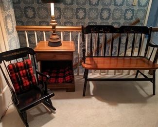 More vintage Ethan Allen Maple furniture - that nightstand would make a perfect dog or cat bed!           The child's chair is by Nichols & Stone, Gardner, MA.