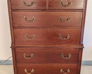 1940's mahogany 5-drawer chest, by Kindel Furniture Company, Grand Rapids, MI.