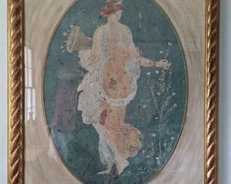 Nicely frame/matted print of "Flora" fresco Roman goddess of flowers.