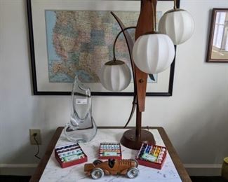 Cool, 3-light "Tulip" table lamp, by James Dent.