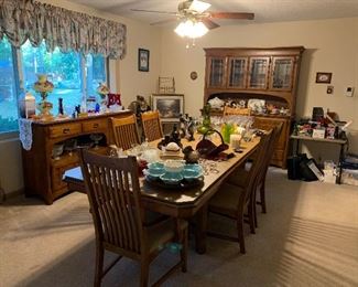 Dining set with Table & 4 chairs, buffet & china cabinet