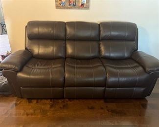 Leather Power reclining sofa