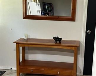 Solid walnut wood Entry Table and mirror
