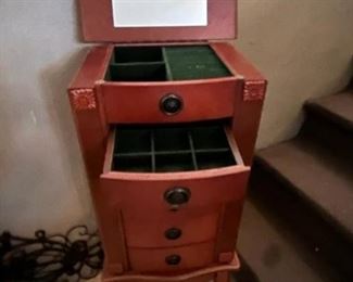 Costway Walnut Standing Jewelry Cabinet