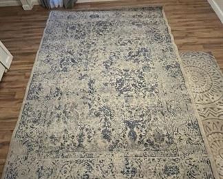 Blue cream area rug
