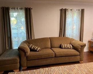 Linen Sofa and Ottoman