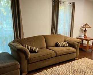 Linen sofa and ottoman