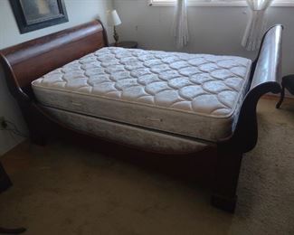 $800 ANTIQUE WALNUT QUEEN SLEIGH BED