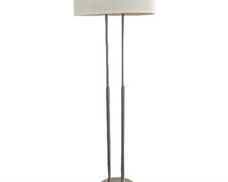 $100 - Sonneman Quadratto Satin Finish Floor Lamp with Off White Linen Shade BC60-11243                                     Sonneman Quadratto Satin Finish Floor Lamp with Off White Linen Shade. Double rod pedestal in a Satin Stainless finish topped by a single drum shade.

Shade has small yellow mark but otherwise the lamp is in excellent condition. Please refer to photos for a more detailed look at condition. We make every attempt to list and photograph any defects or signs of wear that are significant to this sale.

Height : 62 in

Local Pick up Germantown, MD.  Contact us for shipper suggestions.