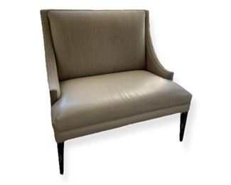 $1300 - Grey/Ivory Leather Herringbone Wool Upholstery Lounge Chair GM38-10588                                           Upgrade any living room, den, or home office with this modern armchair. This chair has clean, modern lines, with a square back and arms and tapered black  legs. This accent chair completes the look in any space, traditional or contemporary.

DETAILS + DIMENSIONS: 42w x 19s x 25d x 40h

CONDITION: This piece is in very good condition.  Please refer to photo's for a more detailed look at condition. We make every attempt to list and photograph any defects or signs of wear that are significant to this sale.

LOCAL PICK UP Germantown, MD.  Contact us for shipper suggestions.
