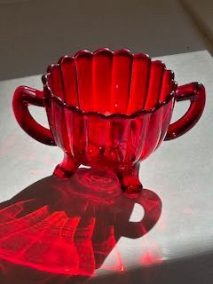Ruby Red Amberina Footed Sugar Bowl