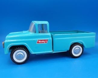 Vintage 60s Buddy L Ford Step Side Pick Up Truck Pressed Steel Large Scale Toy Truck - w/ Decals