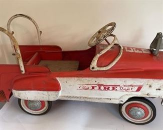 Vintage 1950 Murray City Fire Dept Ball Bearing Drive Peddle Car - Nice Unrestored Condition