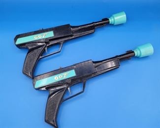 Two Vintage 1965 James Bond 007 Cap Guns - Hard to Find Toy - Nice Condition