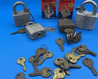 Vintage/Antique Master Locks with Lion Keys - 21 Extra Keys