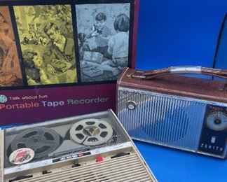 Vintage Zenith Royal 675 Transistor Radio & GE Reel To Reel Recorder