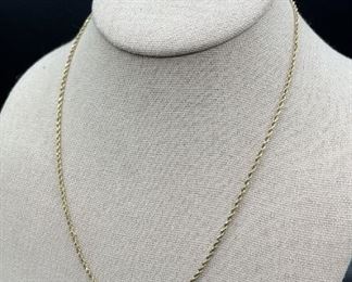 14K Yellow Gold Rope Chain - 18”, Weight 5.2 Grams