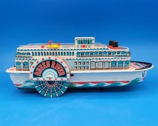 Vintage Modern Toys Tin Litho Queen River Cruise River Boat