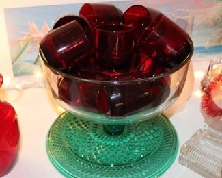 punch bowl and cups...or, cake stand, dome lid, and cups