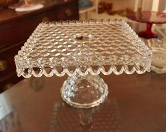 Fostoria American cake stand with rum well