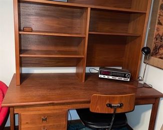 Danish Modern Teak Desk w/Hutch - - - Bentwood Desk Chair Danish ModernTeak Kevi by Jorgen Rasmussen #1