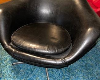 MCM Black Leather Swivel Chair