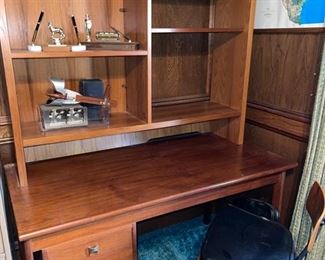 Danish Modern Teak Desk w/Hutch - - - Bentwood Desk Chair Danish Modern Teak Kevi by Jorgen Rasmussen #4