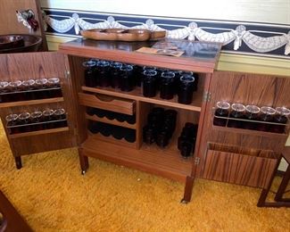 1960's Torbjorn Afdal MCM Teak Bar Cart by Brukspo Norway with flip top