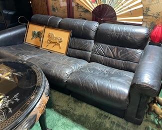 Vintage La-z-boy leather recliner couch