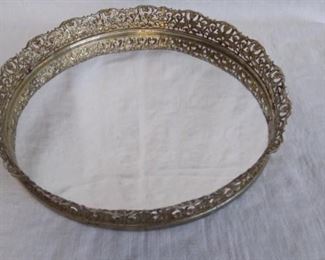 Round Brass Vanity Mirror Tray
