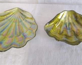 Two Iridescent Oyster Dishes
